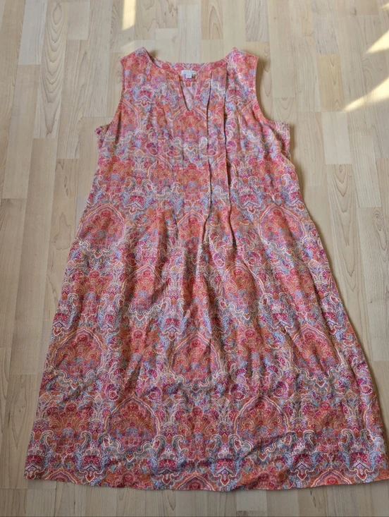 J.Jill Love Linen 100% Linen Paisley Print Dress With Pockets Size Mediun - Picture 3 of 13